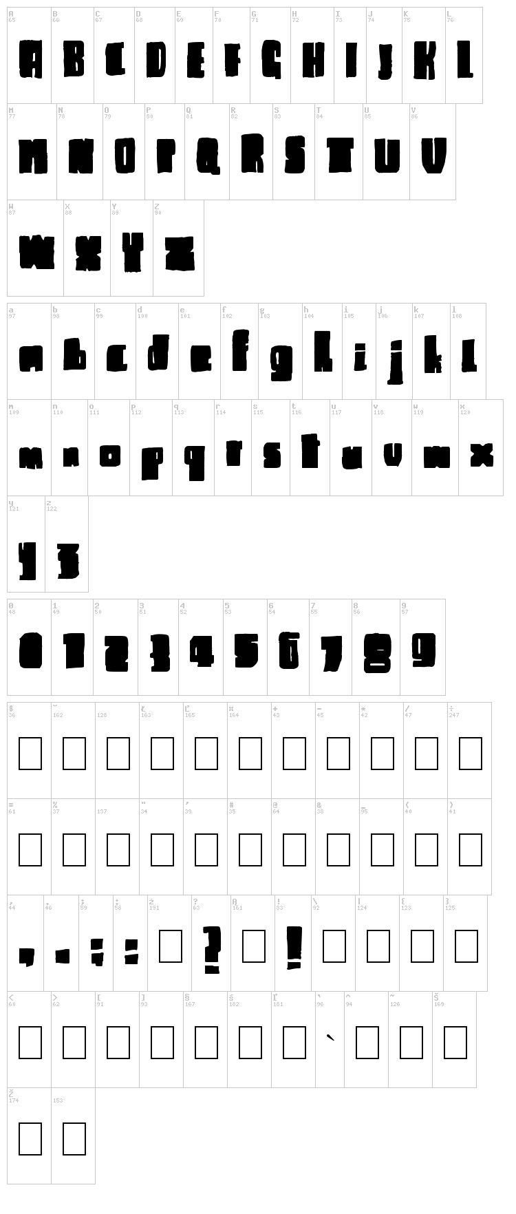 Blck font map